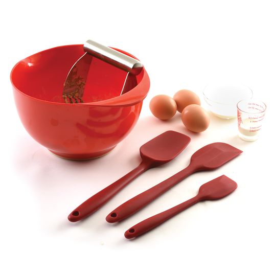 Norpro Silicone Bowl Set, 3 Piece Red 1019R